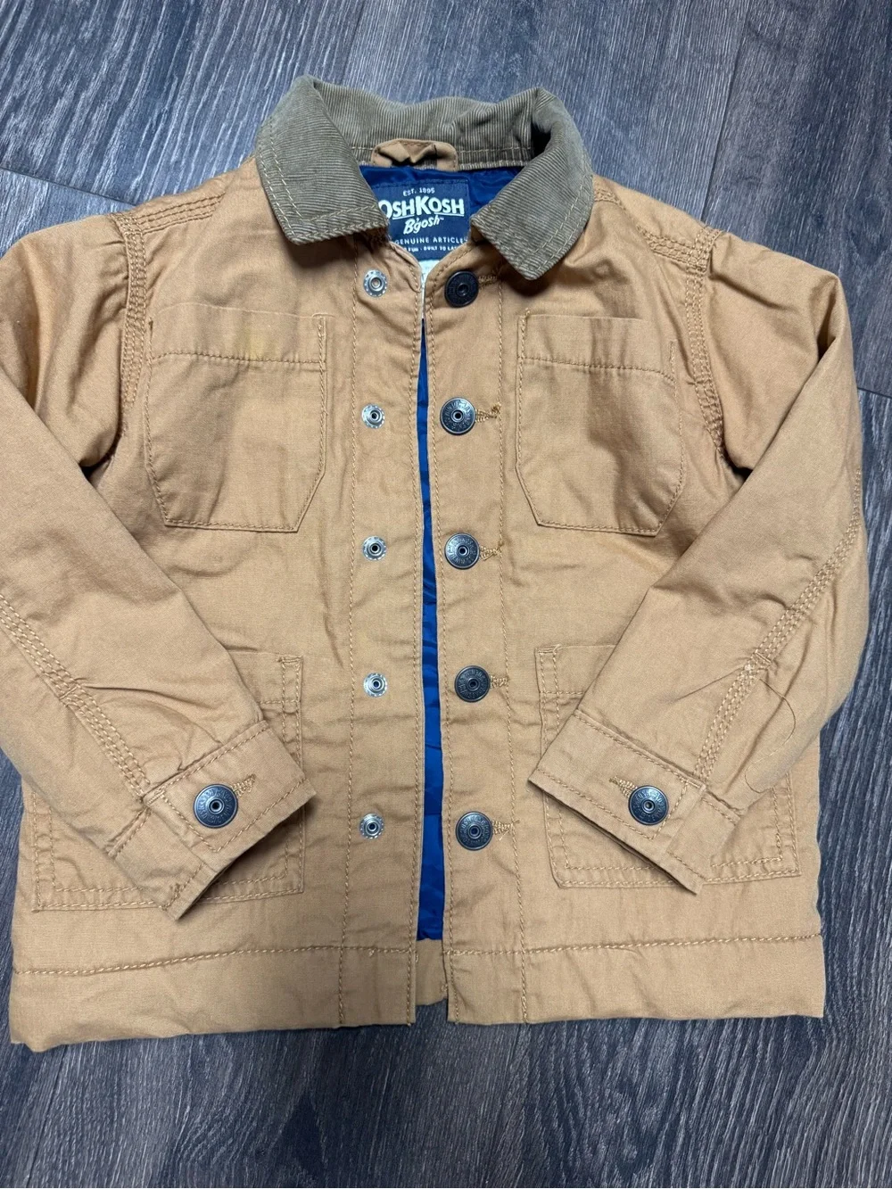 OshKosh B'gosh Tan Canvas Jacket with Olive Corduroy Collar